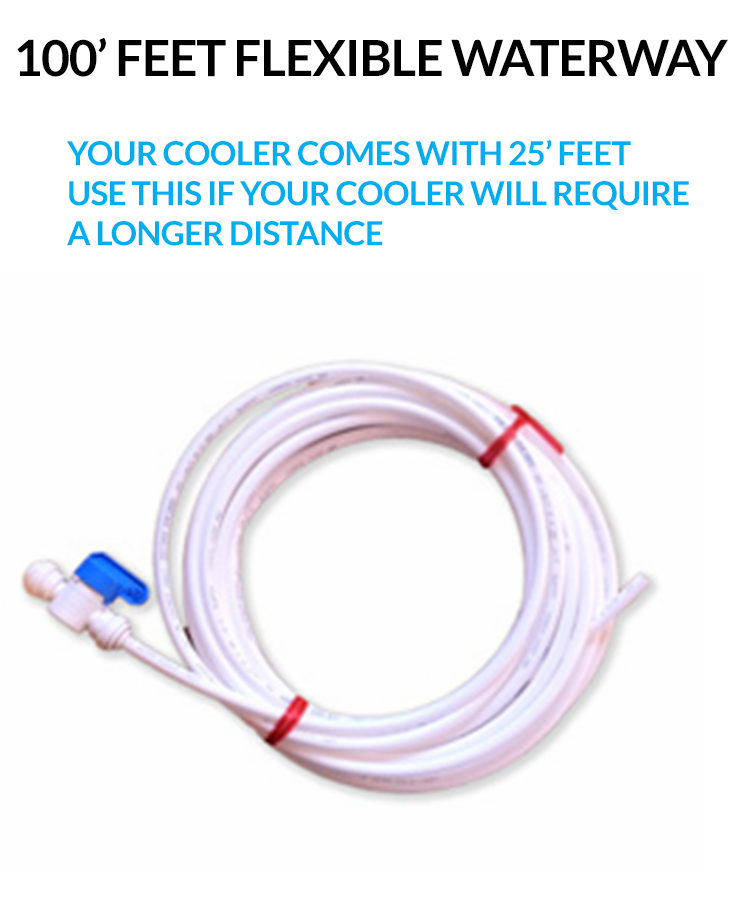 100 feet of flexible waterway for your bottleless cooler